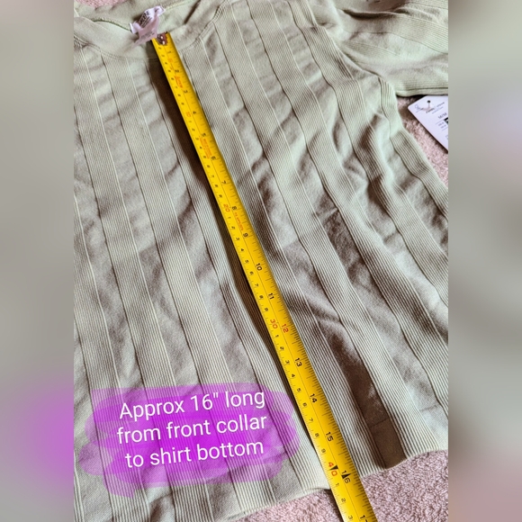Ardene size Medium NWT sage green long sleeve crop style t shirt pullover - Picture 5 of 9